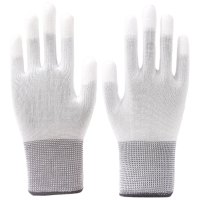 鲁工 PU涂指手套 12双/包 劳保手套尼龙线针织 浸胶手套保护 轻薄款无尘防滑干活手套 L