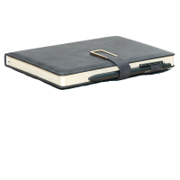 得力(deli)25K/128张单本羊巴皮笔记本加厚皮面本记事本日记本 黑/BP149