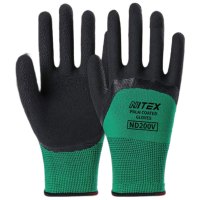 胜丽(SHENGLI) 劳保手套园艺手套浸胶耐磨防滑薄款透气乳胶皱纹ND200V绿黑色 12副/包