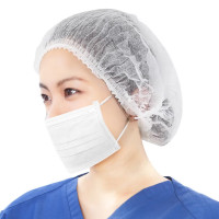 舜选一次性头套帽子防尘无尘帽SHW100无纺布厨房厨师网帽发套条形隔离帽白色100只/袋19英寸270克