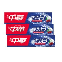 中华健齿白小苏打牙膏亮白去黄清新口气套装家庭装薄荷味200g*3支