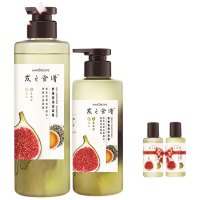 髮の食谱发之食谱无花果洗发水洗护套装洗530g+护280g+50g*2去屑控油蓬松