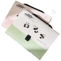 得力(deli)13格A4手提风琴包学生试卷收纳文件夹 熊猫活页袋/莫兰迪资料文件保护小学初高中颜色随机 72566