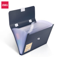 得力(deli)13格A4手提风琴包多层文件夹 乐素系列学生试卷资料收纳 办公文件保护 小学初中高中 72593深蓝