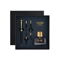 英雄(HERO)钢笔 礼盒[韶华系列]钢笔/宝珠/美工商务钢笔高端节日礼物墨水套装黑色