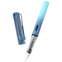 英雄(HERO)钢笔 359B 明尖铱金男女学生初学练字三年级正姿签字(附加6支墨囊) EF尖 渐变深蓝