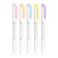 斑马牌 (ZEBRA)[热门商品]荧光笔 WKT7 5色套装 温和系列 双头荧光笔 学生标记笔记号笔 WKT7-5C-Y