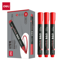 得力(deli)粗头油性记号笔大头笔 物流家庭快递签字办公马克笔墨量升级30%学生文具 10支/盒 红色 P06881