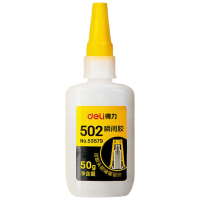 得力(deli)502胶水 瞬间胶强力胶防堵胶 准确点胶 无痕胶透明胶粘剂 可粘金属陶瓷木材 53579 50g单支