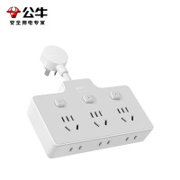 公牛(BULL)柔性转换插头/品字形一转六插座/无线转换/电源转换器 6位分控开关 晨雾白 Z97333