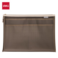 得力(deli)TPU拉链袋 文件袋一年级小学生科目分类文件袋资料册 文件凭证收纳 灰色64867