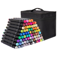 得力(deli)80色粗细双头速干酒精马克笔黑布袋装学生水彩笔美术彩笔绘画手绘涂鸦生日礼物美育