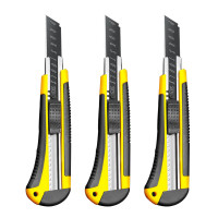 金值 3把美工刀+10把刀片壁纸刀裁纸刀大号刀架裁纸墙纸快递开箱神器工具手工美术刀小刀拆纸刀子专用