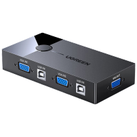 绿联 KVM切换器 VGA视频切屏器 二进一出台式机笔记本电脑显示器监控鼠标键盘USB打印机共享器 30357