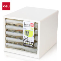 得力(deli)5层彩色时尚办公桌书桌桌面收纳盒文件收纳柜抽屉式 A4资料/档案柜带索引标签学科试卷分类象牙白