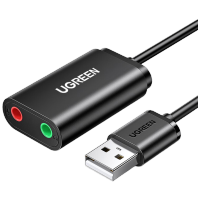 绿联USB转3.5mm音频线外置声卡 耳机拓展转换头免驱转接器线 适用台式机电脑PS4/5接麦克风音响30724