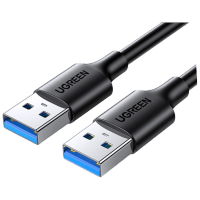 绿联USB3.0数据线公对公 移动硬盘盒高速传输双头USB连接线 笔记本接散热器机顶盒 1米 黑 605251