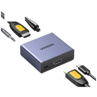 绿联 HDMI音频分离器 4K高清视频5.1光纤3.5mm音频转换器适用笔记本机顶盒PS4/5连接电视音响 60649