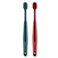 洁芙朗(JAFFRONG)宽头牙刷情侣款 深层清洁护龈纤细软毛口腔护理牙刷男女2支装