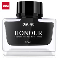得力(deli)钢笔墨水非碳素不堵笔 学生练字商务办公30ml黑色瓶装 S636