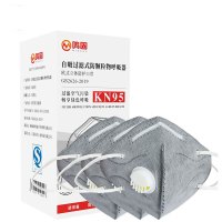 鸣固 防尘口罩 工业粉尘装修透气活性炭口罩 折叠耳戴式KN95 无纺布 带呼吸阀[独立包装]30只/盒 CW523883
