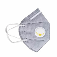 劳保佳 七层无纺布呼吸阀口罩 防尘防pm2.5一次性无纺布活性炭口罩带呼吸阀 灰色