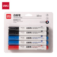 得力(deli) 白板笔套装 可擦易擦书写顺滑 办公文具会议教学 7黑2蓝1红混色 10支/盒 33176