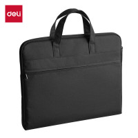 得力(deli)加厚立体办公手提袋/会议包/事务包/文件包/商务拉链袋电脑公文包男 大容量黑色BG666