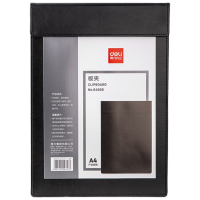 得力(deli)A4磁吸皮质会议板夹 质感皮质书写板夹写字垫板会议磁性文件夹报告夹 商务办公用品 黑64506