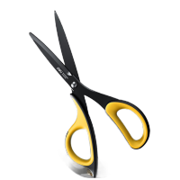 得力(deli)210mm人机造型黑刃防锈剪刀 办公家用生活手工剪纸刀 办公用品 灰色77757