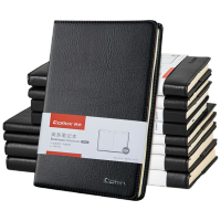 齐心(COMIX) 商务软皮面笔记本子 A5/25K/74张记事本/日记本/会议记录本文具 黑色 C4612
