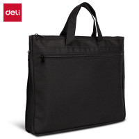 得力(deli)大容量双层事务包/文件包/拉链袋 底部可调宽度 手提袋会议包公文包男 便携 P05500黑