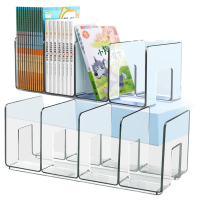 离草透明书立架子桌面书架 书夹桌上书架置物架书架四联书立隔书架立架书挡亚克力 2个装