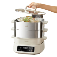 美的(Midea)多功能可拆洗电蒸锅电火锅电炒锅 炖蒸煮涮炒煎一体 不锈钢 三层大容量 分体式猛火电锅ZGC282802