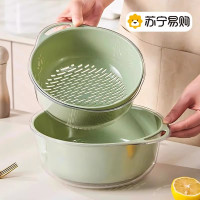 苏宁双层洗菜盆沥水篮水果盘厨房家用2024新款轻奢高档菜篮子2112