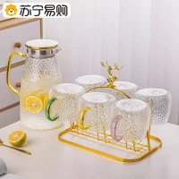 苏宁凉水壶玻璃耐高温家用水壶凉水杯高硼硅冷水壶玻璃杯套装2112