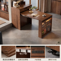 一体岛台餐桌家用厨房小户型新型可伸缩折叠多功能实木新型桌