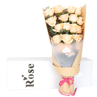 春舞枝 鲜花速递 19枝香槟玫瑰盒装花 生日祝福鲜花 创意礼品 全国送花