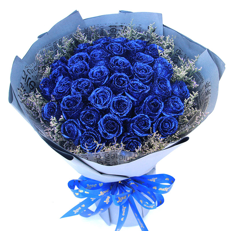 春舞枝33朵蓝色妖姬花束鲜花速递蓝玫瑰全国市区内免费配送偏远地区需