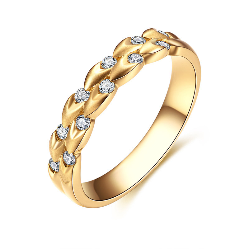 佐卡伊zocai18k金戒指钻石排戒求婚戒指女戒时尚新款情侣对戒麦穗系列