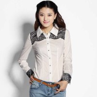 2013秋秋冬装新款新款 甜美立领女衬衣长袖修身蕾丝衬衫
