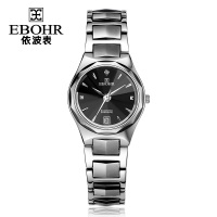 依波表(EBOHR) 国产品牌 潮流时尚通用 钻石切面间钨钢带石英表 男女情侣表0562