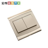公牛(BULL)开关插座 G19K212Y(U6)金属香槟金二开双联墙壁开关铝拉丝双开双控开关面板