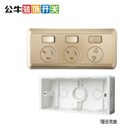 公牛(BULL)开关插座 儿童保护门电源插座墙壁厨房用面板金色G10E603(S6)（送底盒）