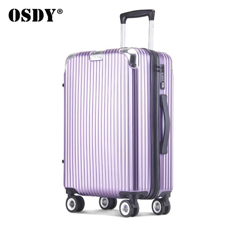 OSDY铝合金包角拉杆箱万向轮拉杆箱玫瑰金旅行箱女24行李箱男20学生登机箱皮箱子密码箱包22寸