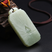 【下架】印象眸 和田玉佛在心中挂件油润玉石坠子创意玉牌 玉雕大师王波工作室作品 附证书