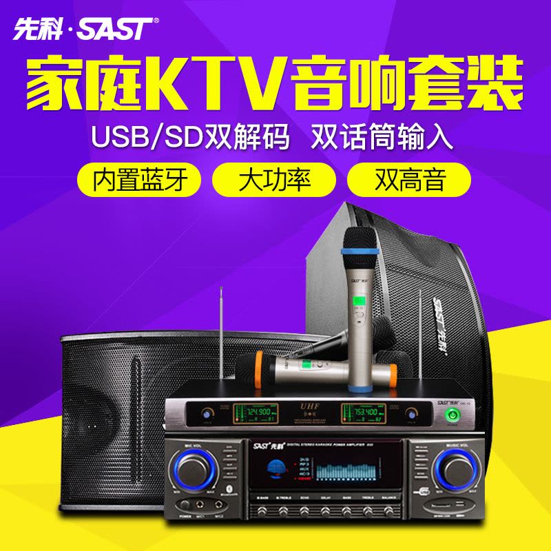 SAST/先科 V6家庭ktv音响套装卡拉OK家用音响10寸音箱点歌D23功放图片