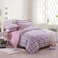品尚之翼家纺全棉斜纹环保印花格子四件套1.8米床250*250cm邂逅