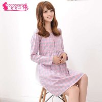 可可心依 孕妇装秋装新品 孕妇长袖格子连衣裙 孕妇高腰连衣裙 孕妇纯棉裙装 孕妈服饰N027