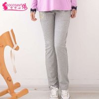 可可心依 孕妇装2014秋款新品 孕妇时尚运动刺绣长裤 孕妇直筒裤 孕妇托腹裤子S028